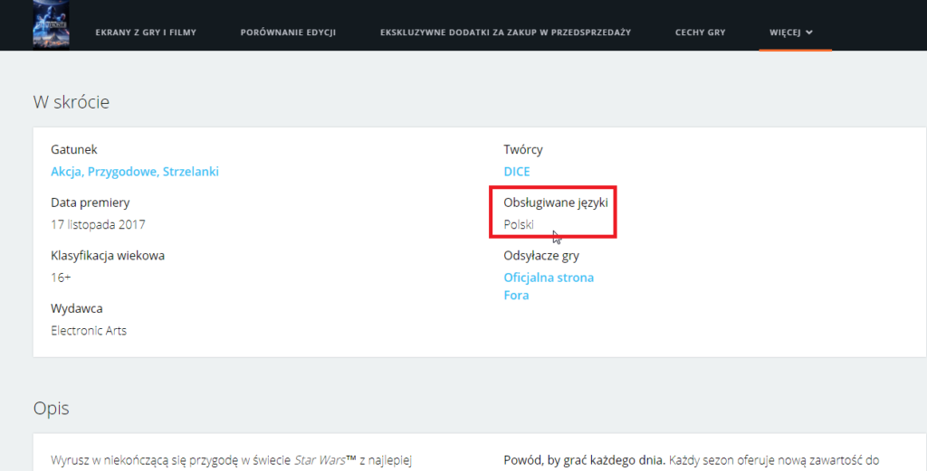 battlefront 2 język polski